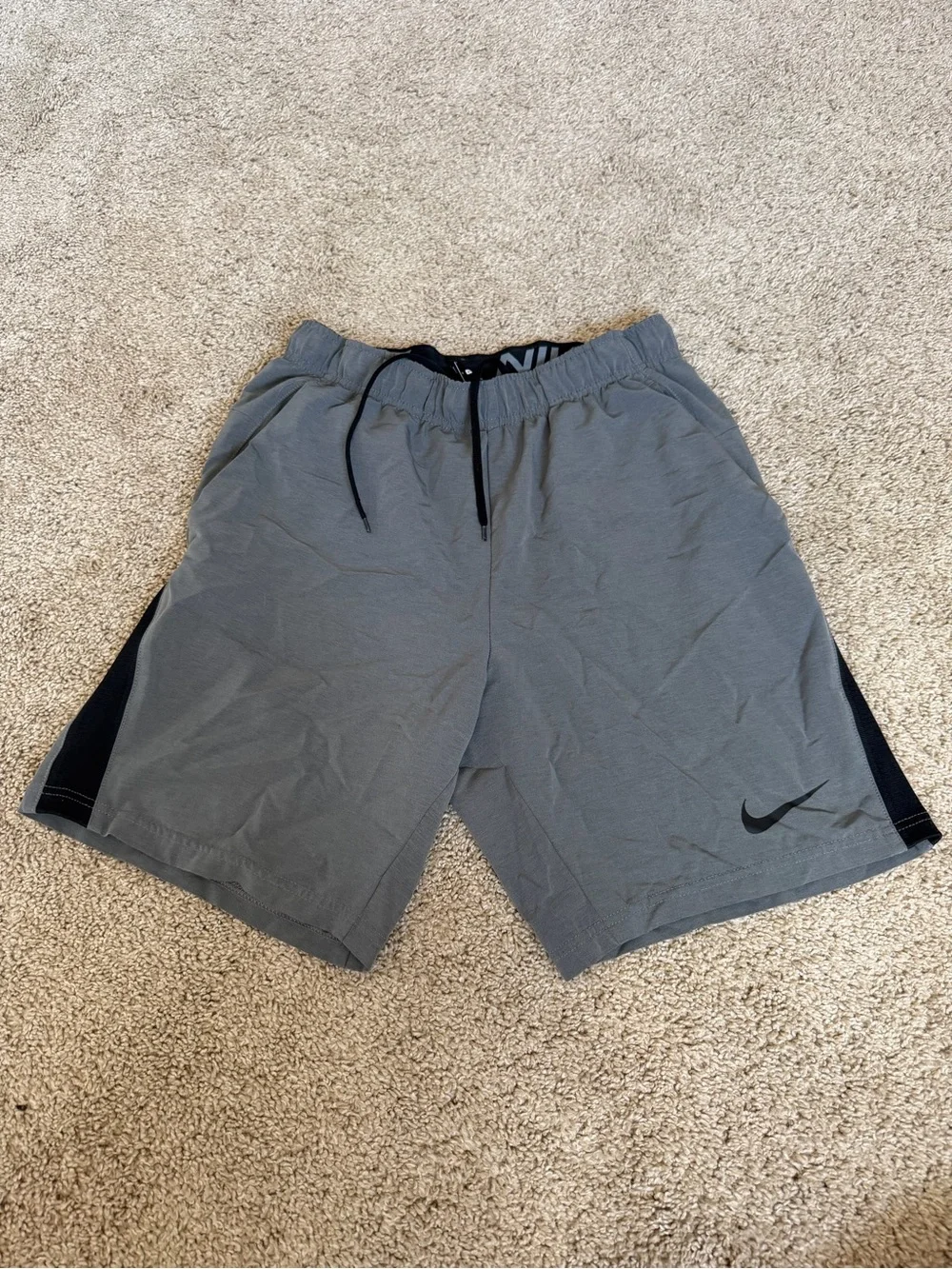 Nike Men’s Gray Athletic Shorts with Black Side Panels